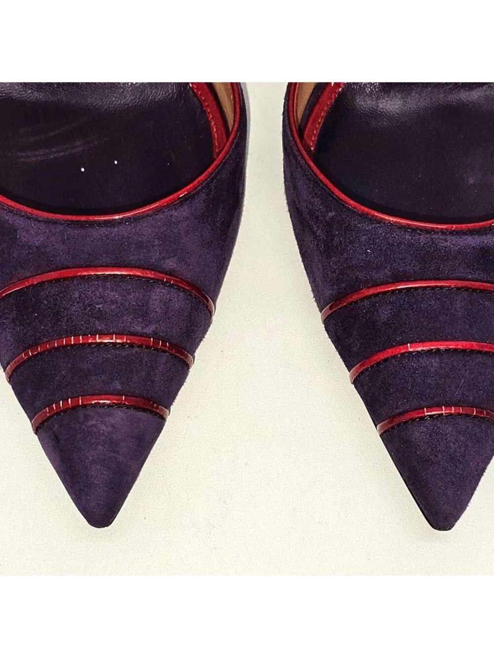 Giorgio Armani Women's Purple/Red Suede Stiletto Heels Ankle Strap Size 7 101 - Picture 8 of 16